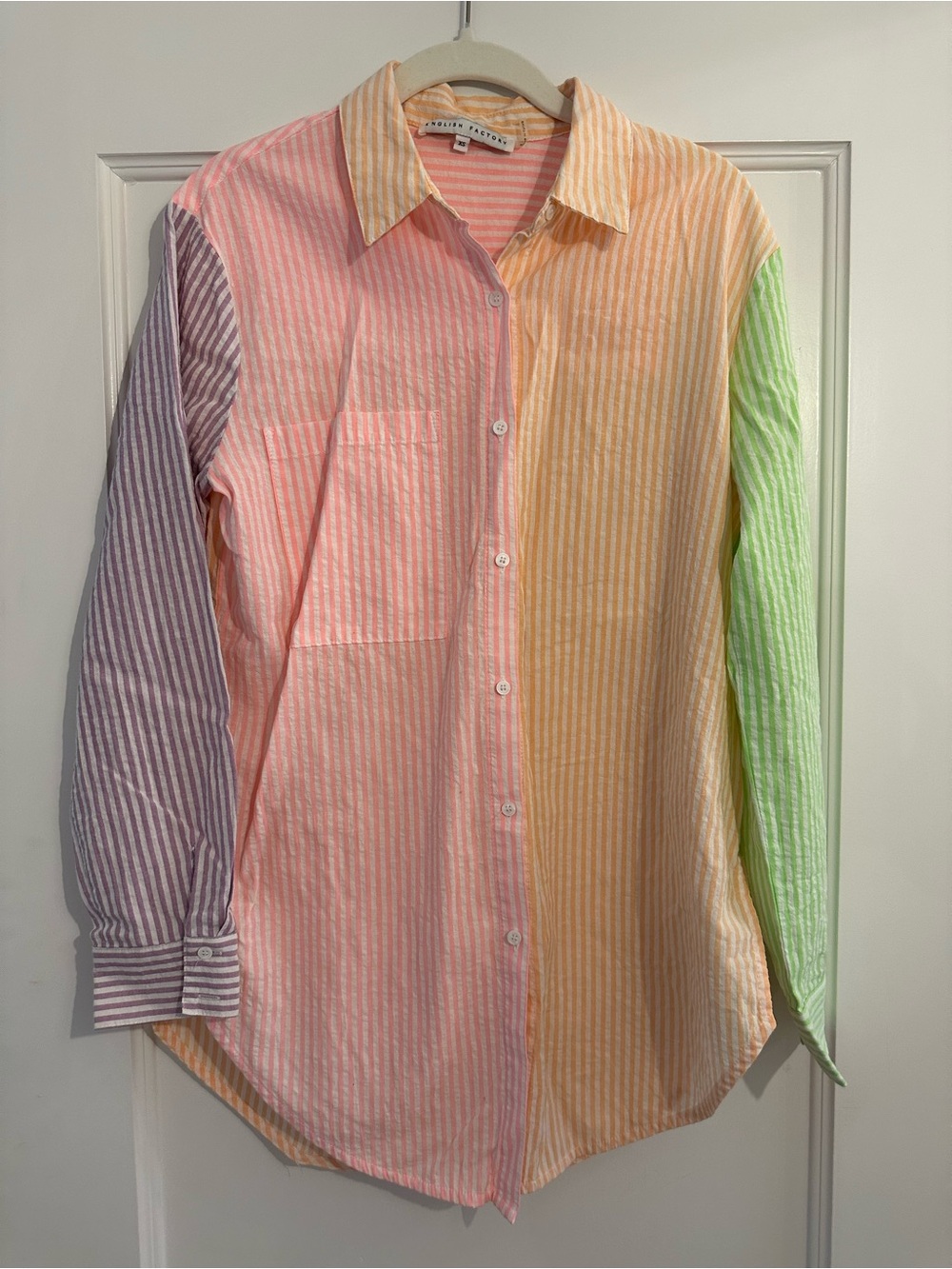 English Factory Rainbow Striped Button-Down Shirt - Multicolor